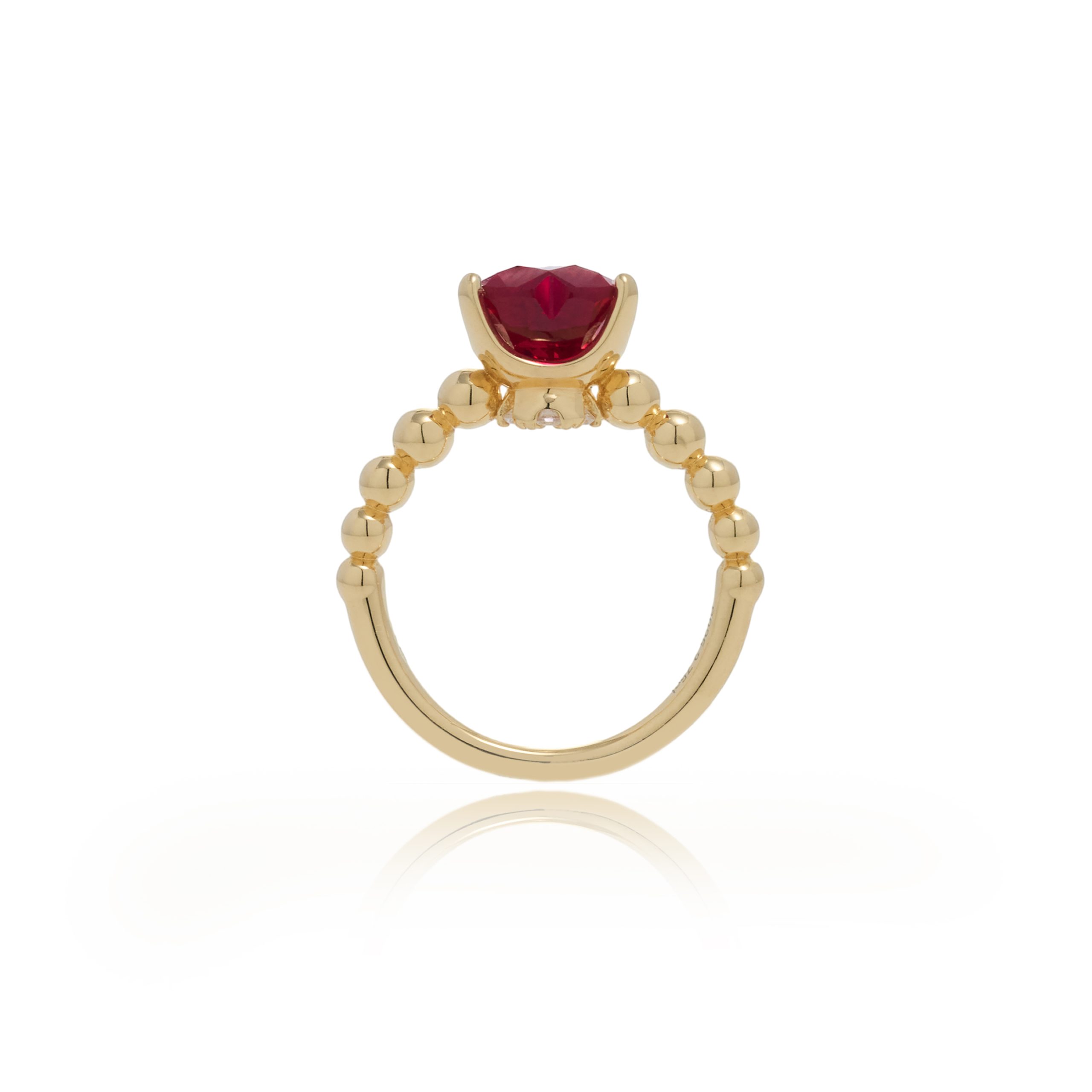 Pomegranate bubble ring 2.75ct Sweet-heart shaped Lab Grown Ruby