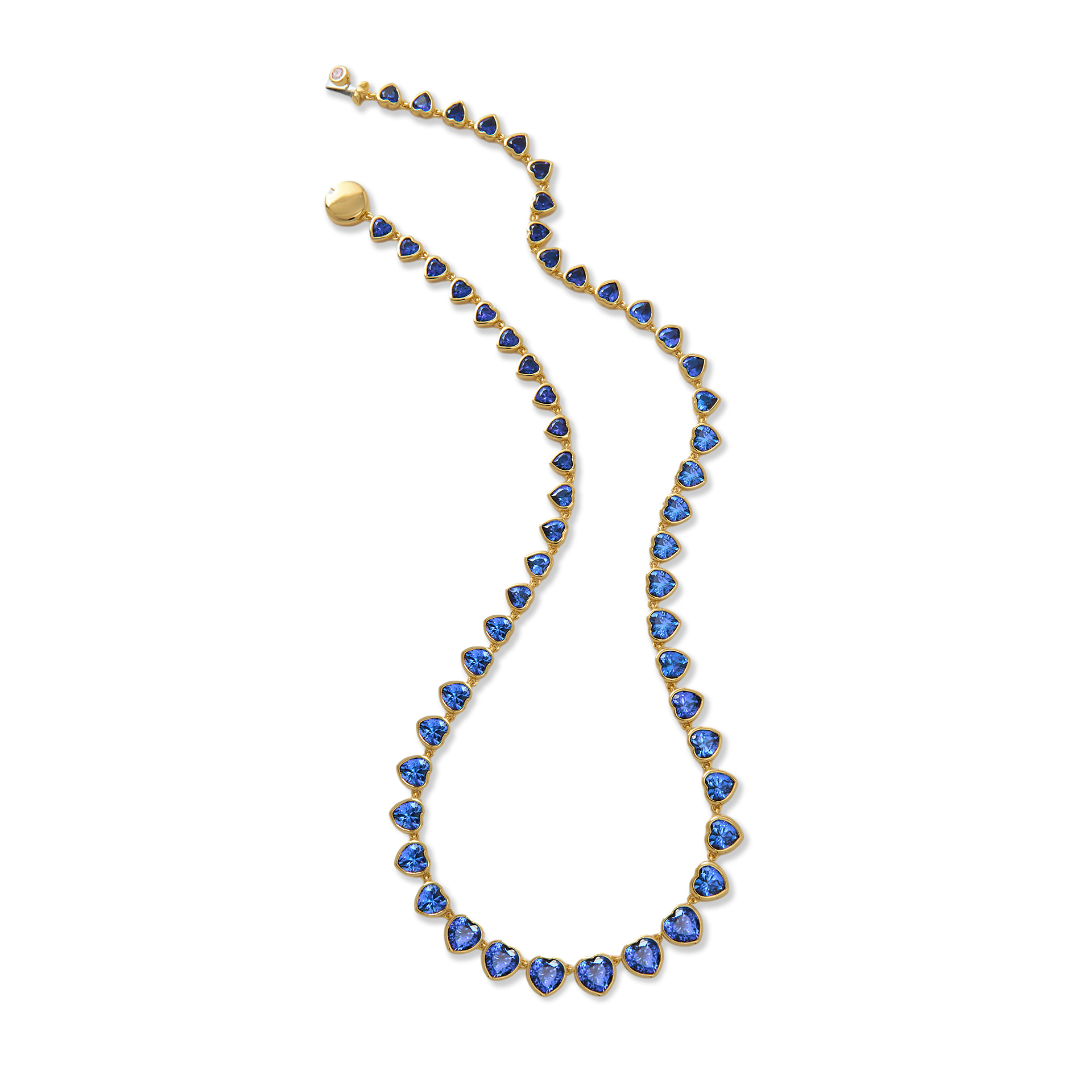 TIME RIVIÈRES heart shaped lab grown royal blue sapphire gold vermeil necklace