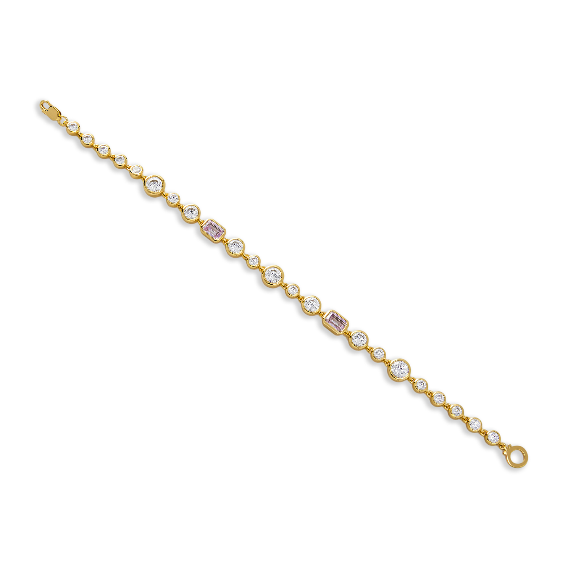 TIME RIVIÈRES mix cut lab grown white and pink sapphire gold vermeil bracelet