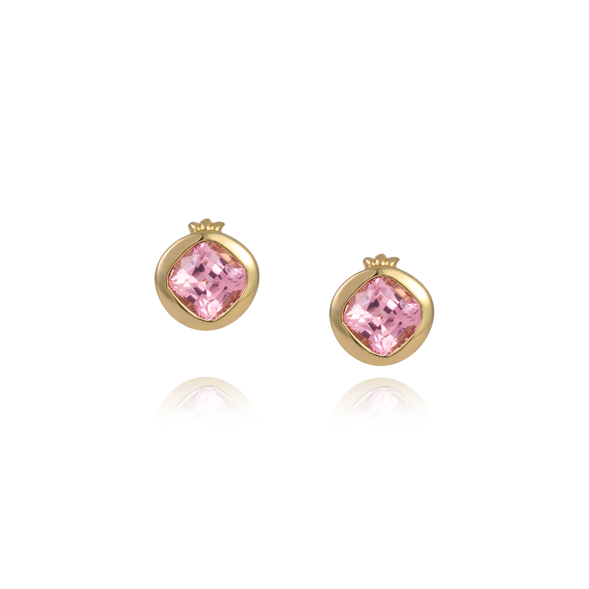 BABY POM stud earrings 1.87ct cushion cut lab grown padparadscha sapphire